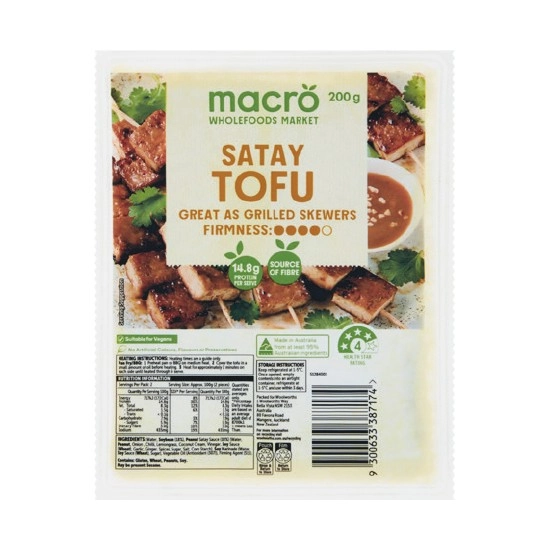 Macro Satay Tofu 200g – From the Fridge