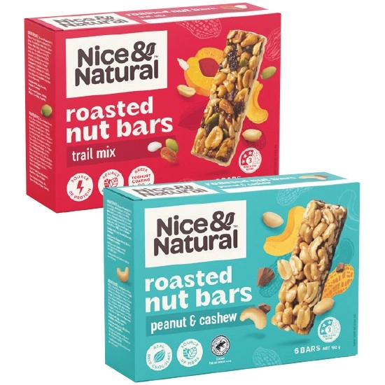 Nice & Natural Nut Bars 180-192g Pk 6