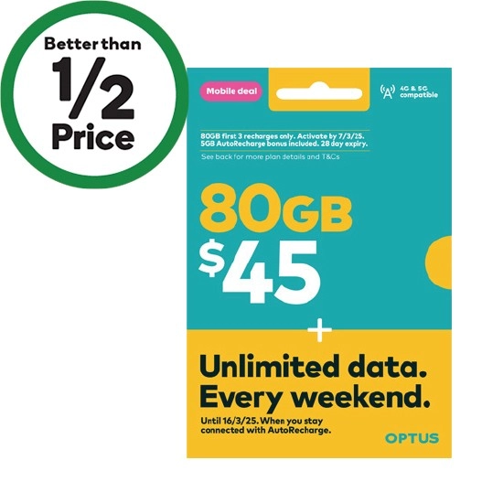 Optus $45 Prepaid SIM Starter Kit~