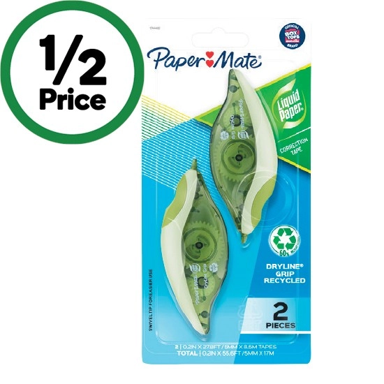 Paper Mate Liquid Paper Dryline Correction Tape Pk 2