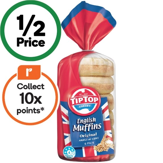 Tip Top English Muffin Varieties Pk 6