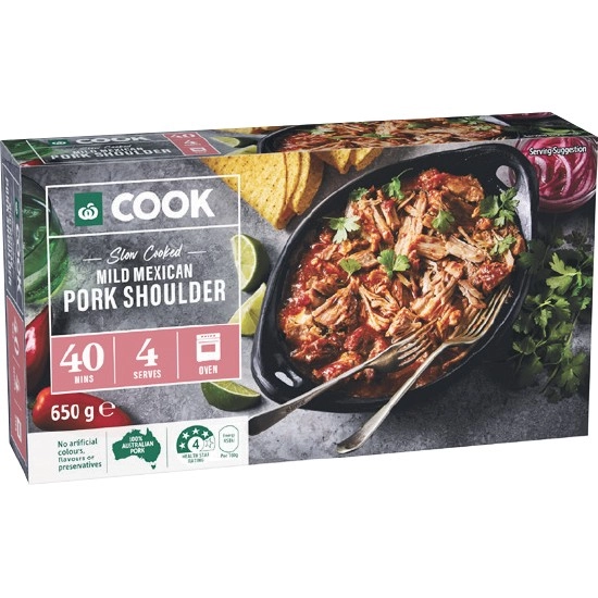 Woolworths COOK Slow Cooked Mild Mexican Pork Shoulder 650g