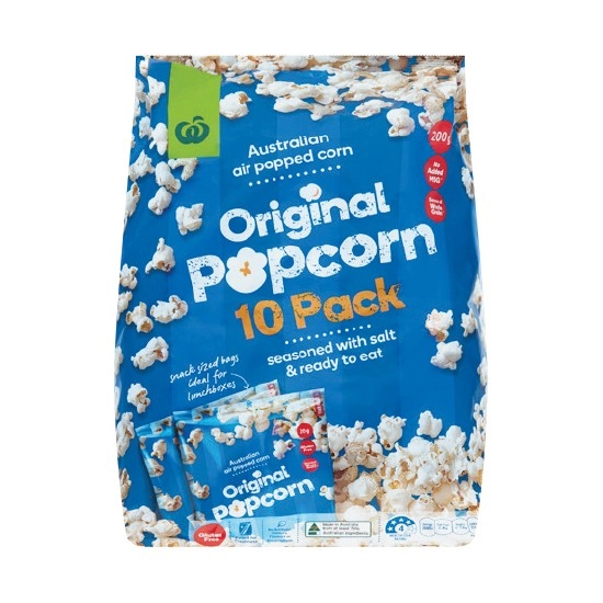 Woolworths Original Gluten Free Popcorn 200g Pk 10