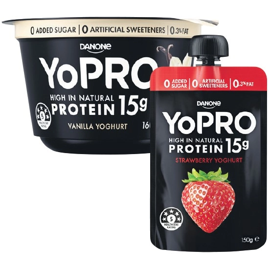 YoPRO High Protein Yoghurt Pot or Pouch 150-160g – From the Fridge