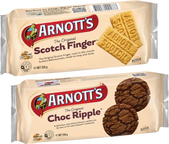 Arnott's Scotch Finger or Choc Ripple Biscuits 250g