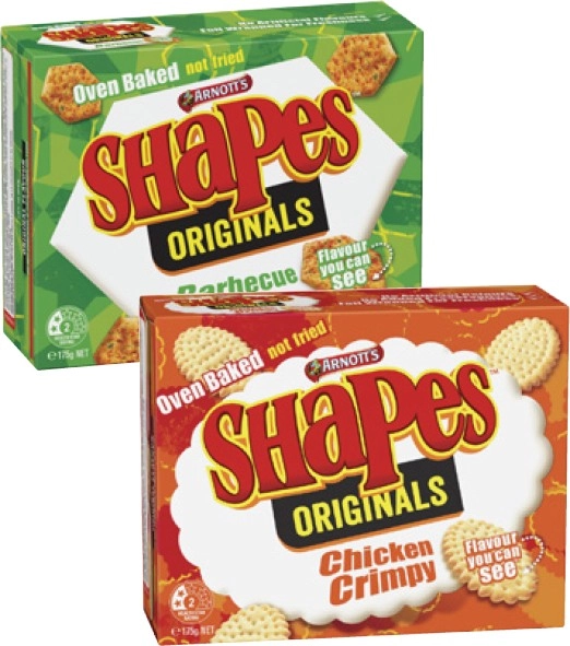 Arnott's Shapes Crackers 130g-190g