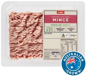 Coles Australian Pork 3 Star Regular Mince 500g