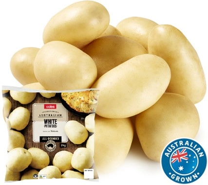 Coles Australian Washed White Potatoes 2kg Bag