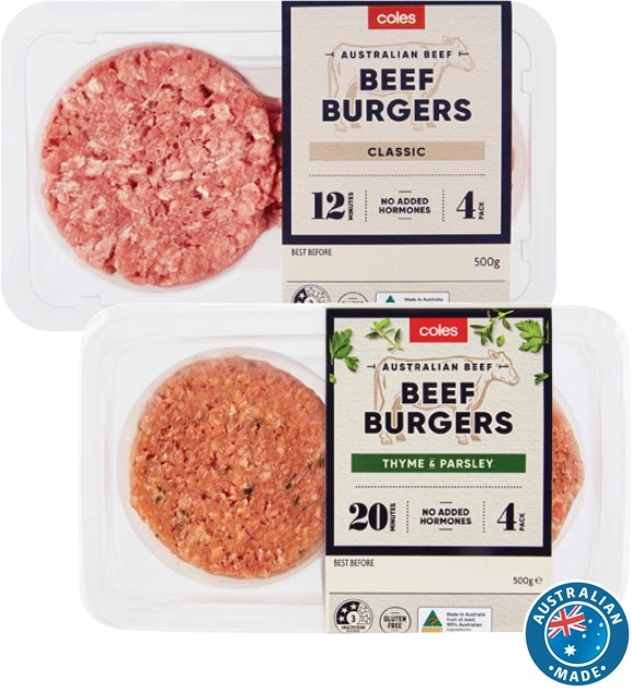 Coles Classic Burgers 400g-500g