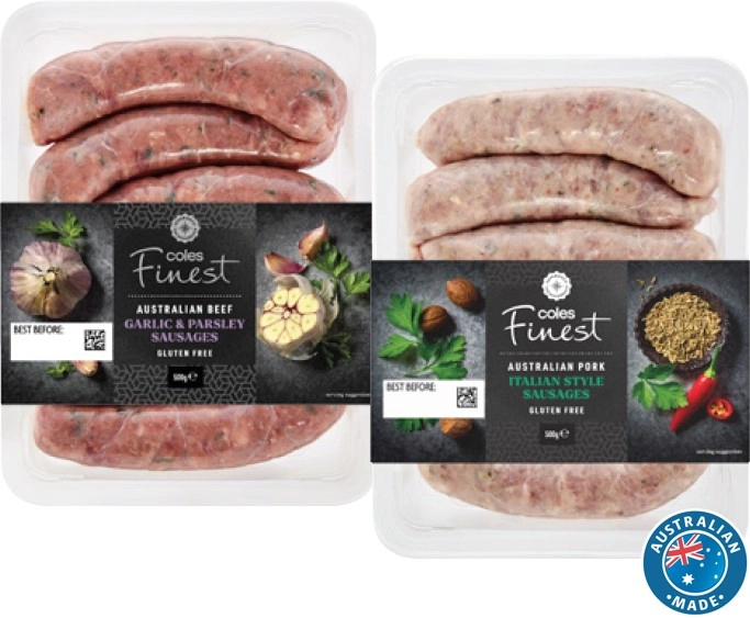 Coles Finest Sausages 450g-500g