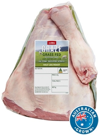 Coles GRAZE Grass Fed Lamb Half Leg Roast