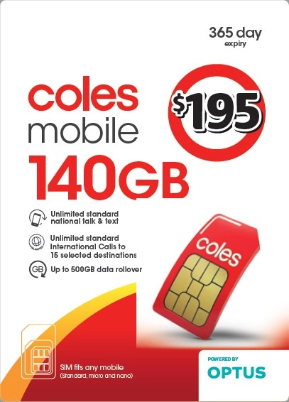 Coles Mobile $195 Prepaid SIM