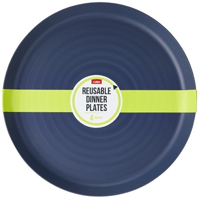 Coles Picnic Reusable Dinner Plates 4 Pack