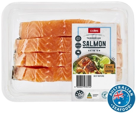 Coles Tasmanian Salmon Portions Skin On 4 Pack 460g