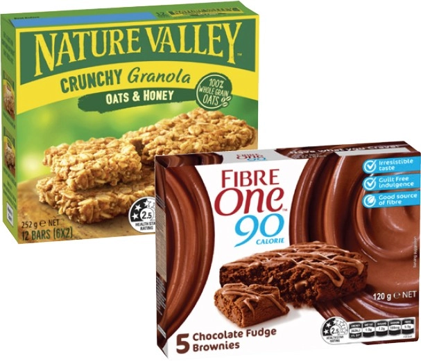 Fibre One Bars 100g-120g or Nature Valley Crunchy Bars 252g