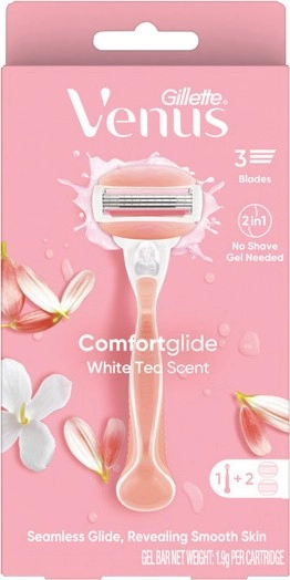 Gillette Venus White Tea Comfortglide Razor with 2 Refill blades 1 Pack