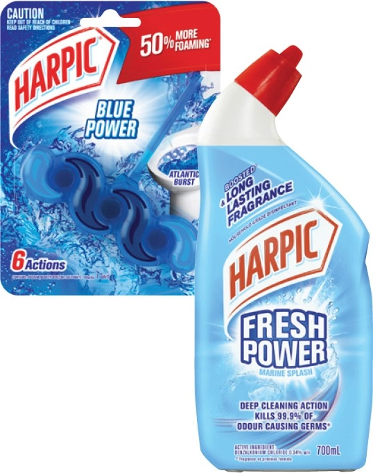 Harpic Fresh Power Liquid 700mL or In The Bowl Toilet Cleaner 39g