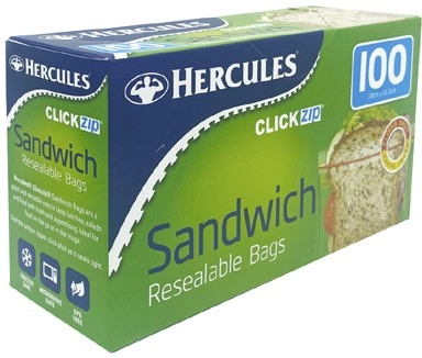 Hercules ClickZip Resealable Sandwich Bags 100 Pack