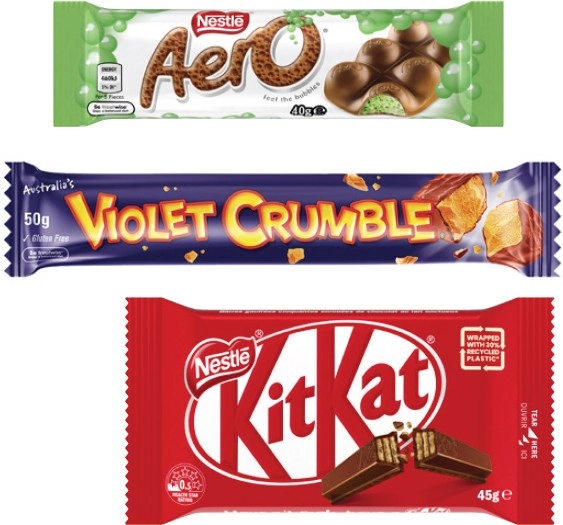 Nestlé Chocolate Bar 35g-50g or Violet Crumble Chocolate Bar 50g