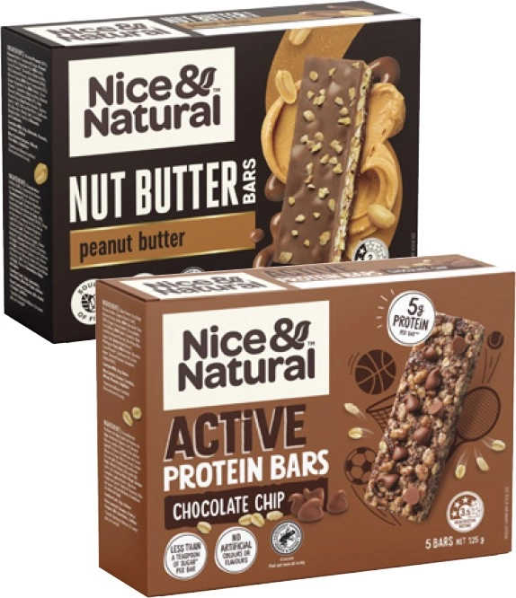 Nice & Natural Nut Butter or Protein Bars 165g-175g or Active Bars 125g