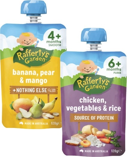 Rafferty's Garden 4+ Months, 6+ Months or 8+ Months Baby Food Pouch 120g