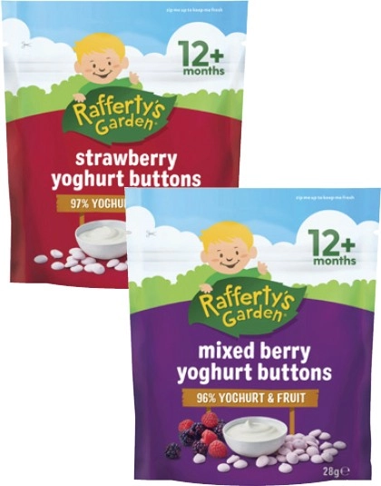 Rafferty's Garden Strawberry or Mixed Berry Yoghurt Buttons 12+ Months 28g