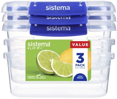 Sistema Klip It Plus Containers 1 Litre 3 Pack