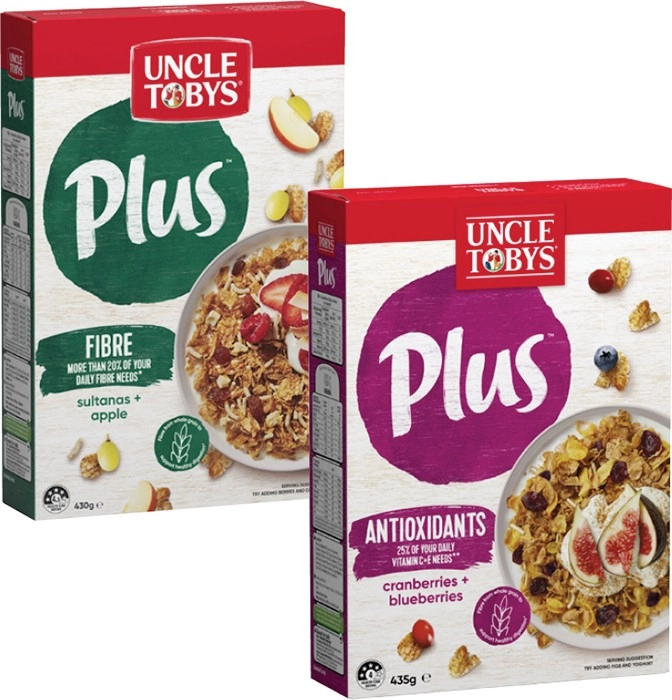 Uncle Tobys Plus Cereal 410g-435g