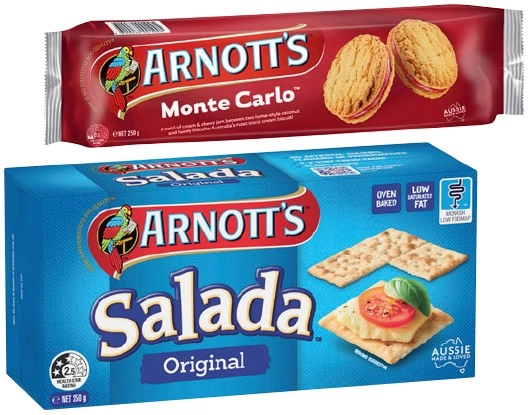 Arnott’s Salada Crackers 250g, Cream Biscuits 200-250g or Tiny Teddy 200g Selected Varieties