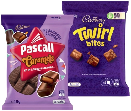 Cadbury Bitesize 120‑150g or Pascall 120‑185g Share Bag Selected Varieties