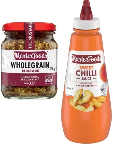 MasterFoods Mustard 170‑175g, Horseradish Cream 175g or Sweet Chilli Squeezy Sauce 500mL Selected Varieties