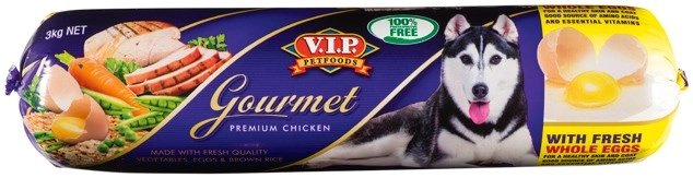 V.I.P. Dog Food Roll 3kg Selected Varieties (From the Meat Dept)