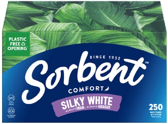 Sorbent Silky White Facial Tissues 250 Pack