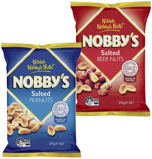 Nobby’s Peanuts or Beer Nuts 350‑375g Selected Varieties