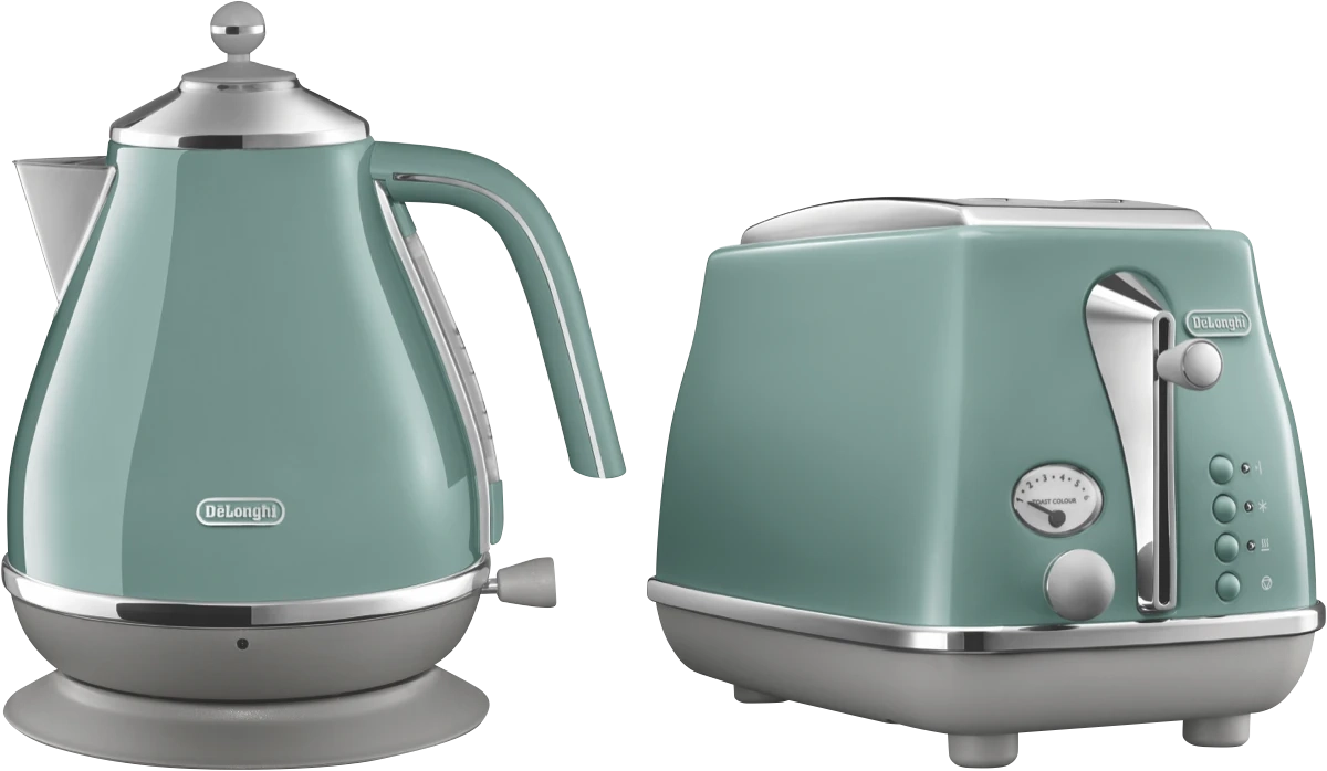 DeLonghi Icona Capitals Breakfast Pack Green Kettle And 2 Slice Toaster