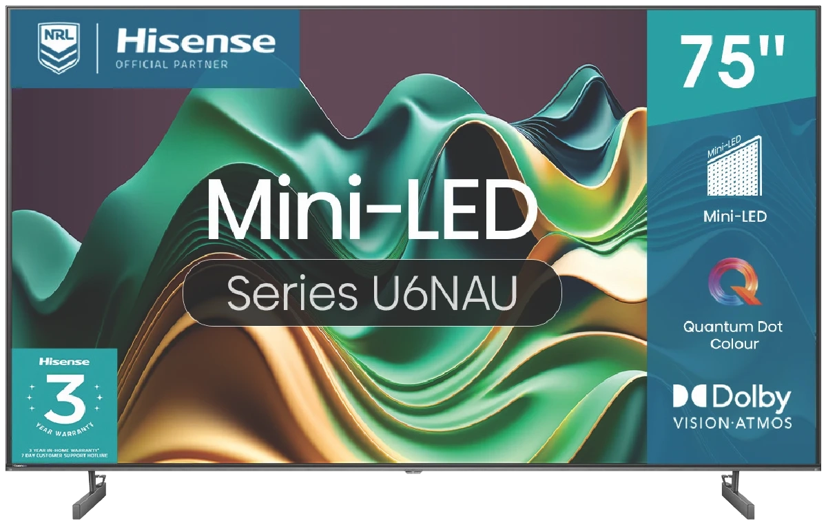 Hisense 75" U6NAU Mini-LED 4K QLED Smart TV 24