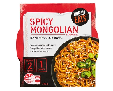 Urban Eats Spicy Mongolian Ramen Noodle Bowl 240g 