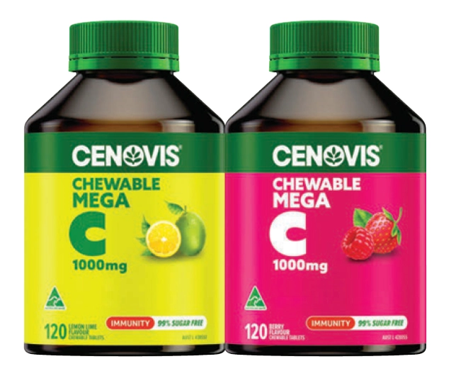 Cenovis Chewable Mega C 1000mg 120 Tablets Lemon Lime or Berry Flavour