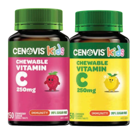 Cenovis Kids Chewable Vitamin C 250mg 50 Tablets Strawberry or Lemonade Flavour