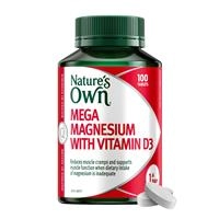 Nature’s Own Mega Magnesium with Vitamin D3 100 Tablets