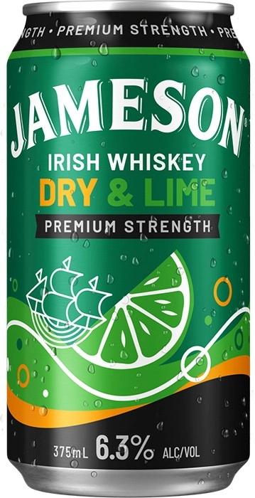 Jameson Irish Whiskey Smooth Dry & Lime 6.3% Cans 375mL