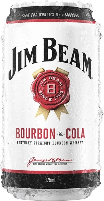 Jim Beam White Label Bourbon & Zero Sugar Cola Cans 10 Pack 375mL