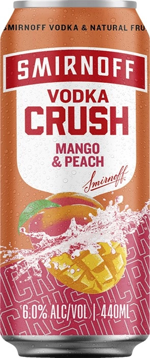 Smirnoff Crush Mango and Peach Cans 440mL