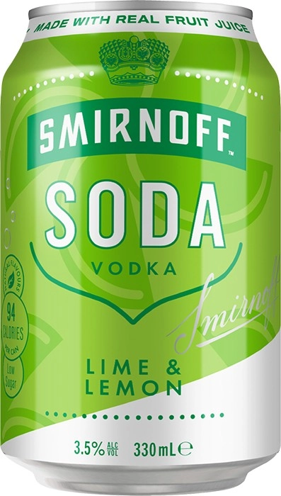 Smirnoff Fruit Soda Lime & Lemon Can 330mL