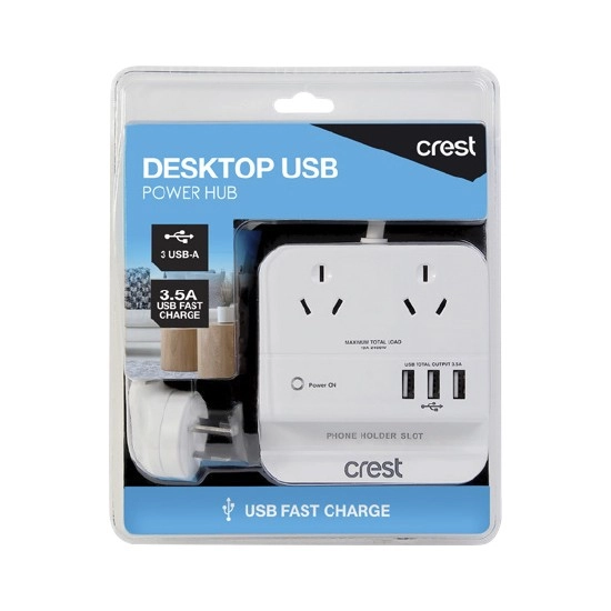 Crest Power Hub 2 Socket 3 USB