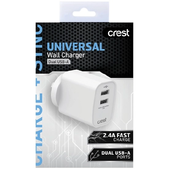 Crest Universal Wall Charger Dual USB-A