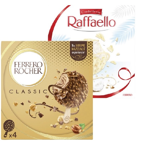 Ferrero or Raffaello Frozen Dessert 280ml Pk 4