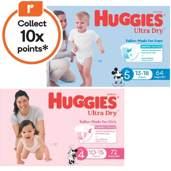 Huggies Ultra Dry Nappies Pk 60-90