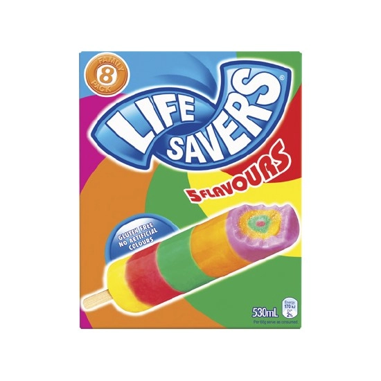 Peters Lifesavers Icy Poles 530ml Pk 8