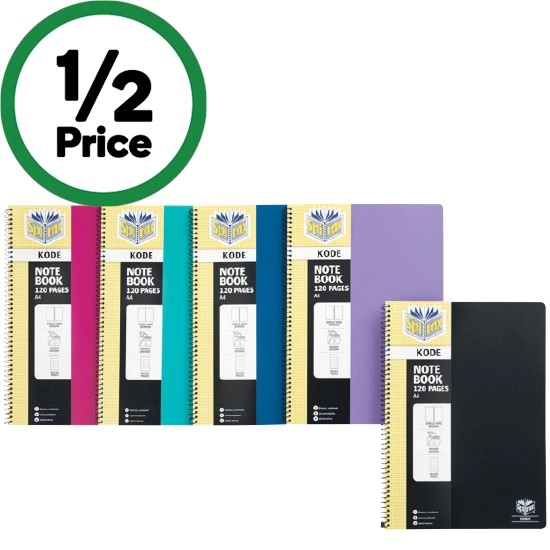 Spirax Kode Notebook A4 120 Pages – Assorted